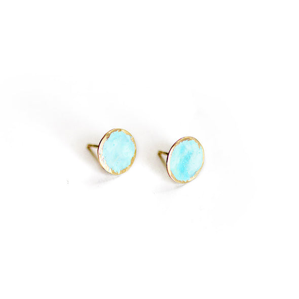 Patina Circle Studs - Hammered Brass on 14k Goldfilled posts