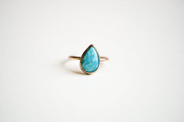 Turquoise Teardrop Ring - 14k gold-filled ring