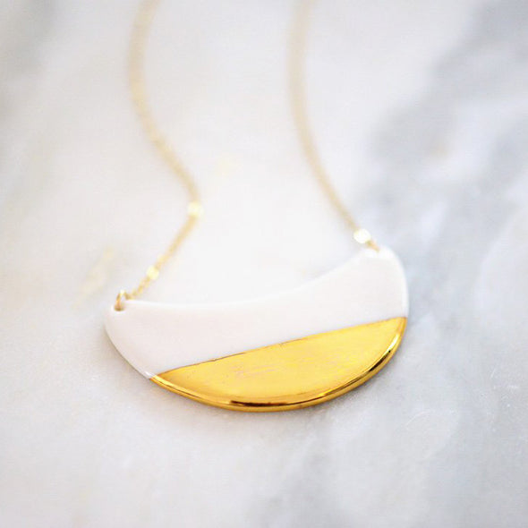 Dipped Crescent Wave Necklace