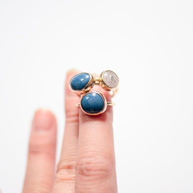 azurite colored teal rings