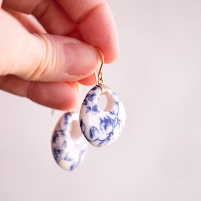 Blue and White Tafoni Earrings