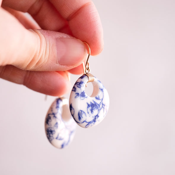 Blue and White Tafoni Earrings