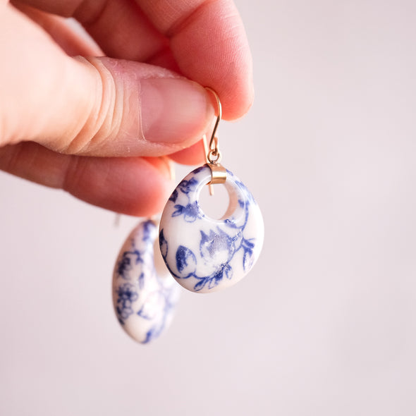 Blue and White Tafoni Earrings