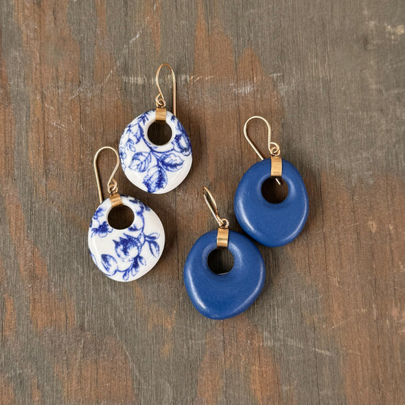 Blue and White Tafoni Earrings