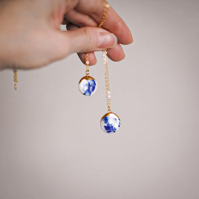 Blue and White Coin Pendant Necklace
