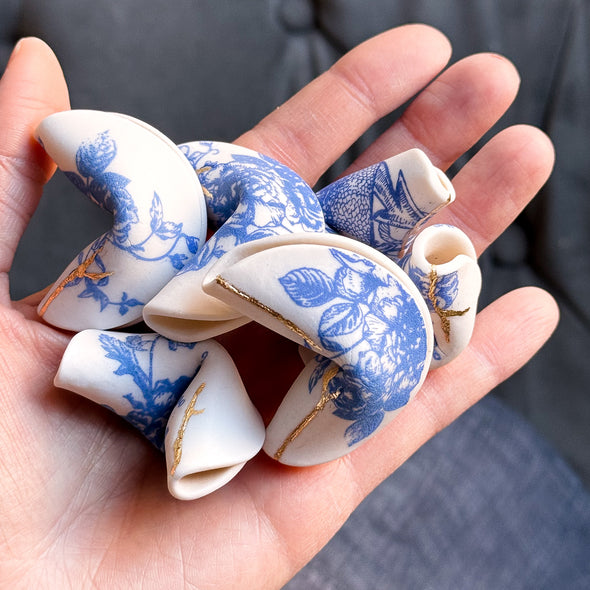 Blue and White Fortune Cookie