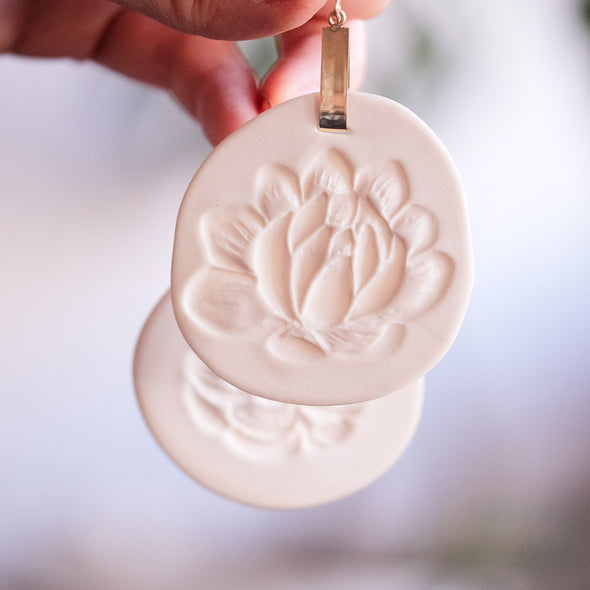 Floral Carved Porcelain Earrings