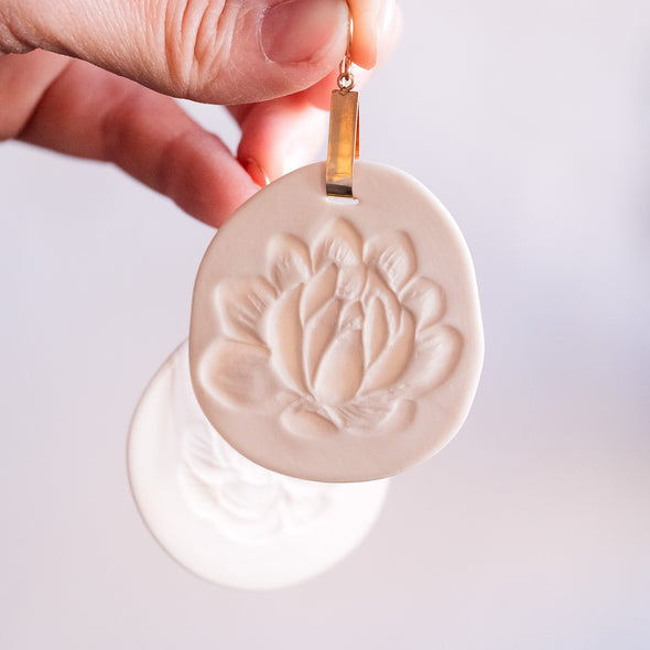 Floral Carved Porcelain Earrings