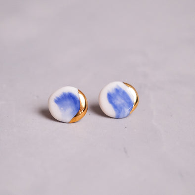 Gold Dipped Shibori Style Stud Earrings