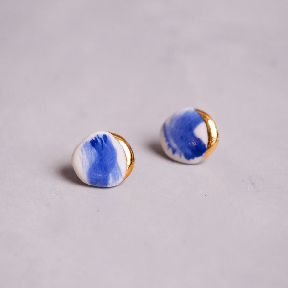 Gold Dipped Shibori Style Stud Earrings