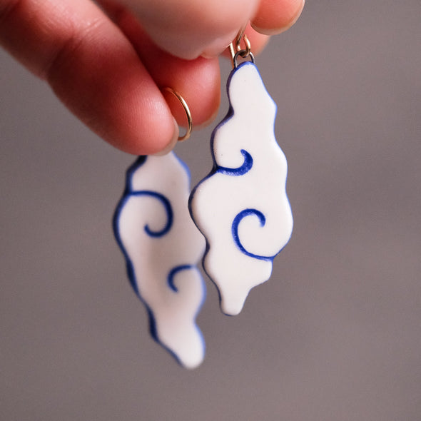 Auspicious Clouds - Porcelain Earrings