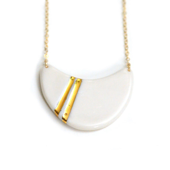 White Striped Wave Necklace