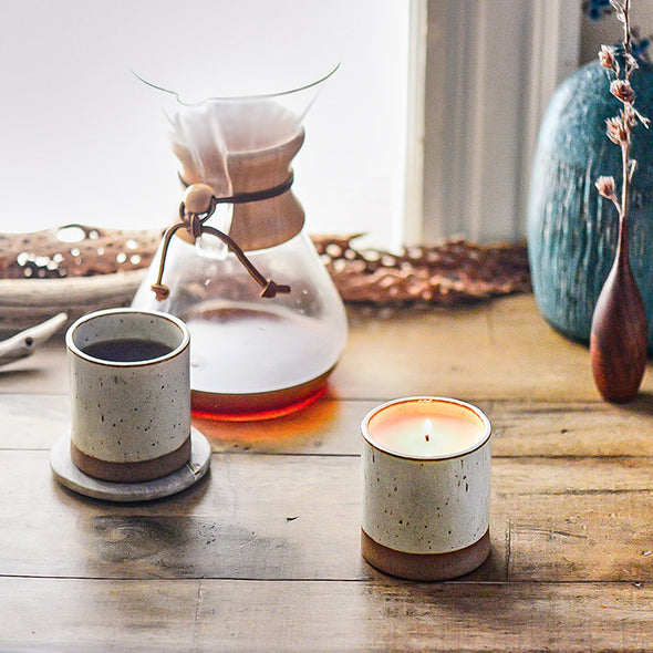 Candles in ceramic vessels, two uses