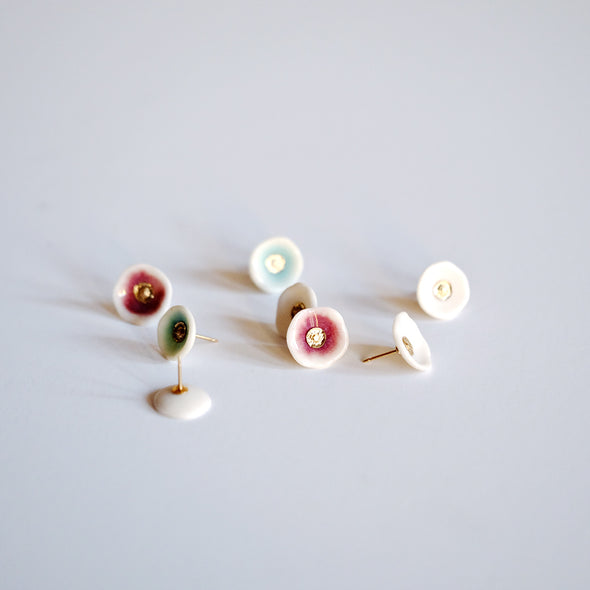 Poppy Flower Earrings - Poppies - porcelain earrings