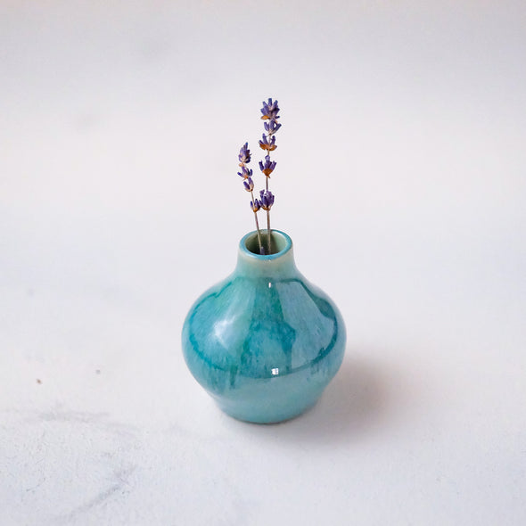 Turquoise Glazed Bud Vase