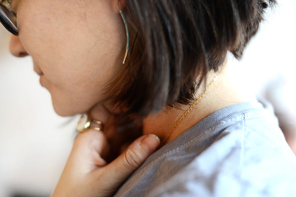 Patina and Gold Tip Dangle Earrings