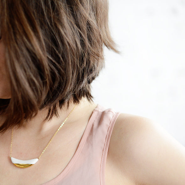 Dipped Mini Crescent Wave Necklace