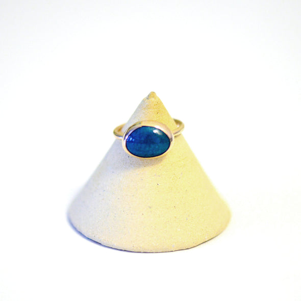 azurite teal stone set ring