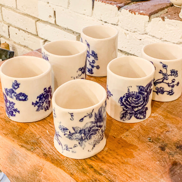 blue and white porcelain cups