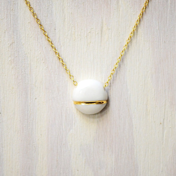 Small Buoy Charm Necklace - White Circle
