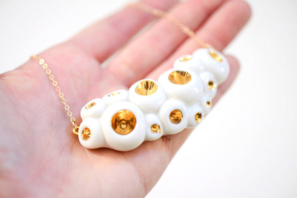 porcelain and gold cluster necklace