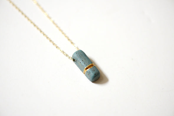 Small Buoy Charm Necklace - Stone Rectangle