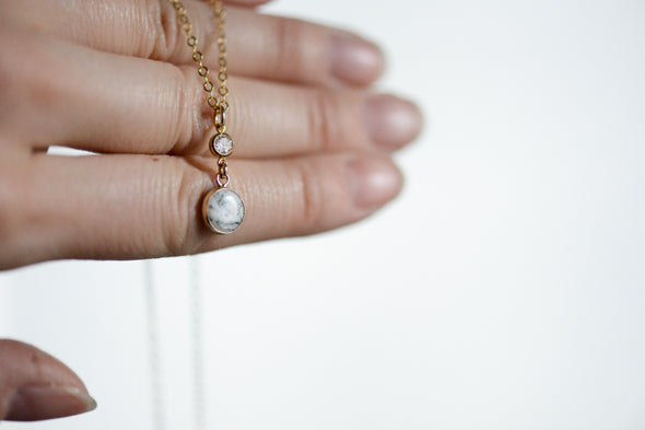 Porcelain Pearl and CZ Necklace