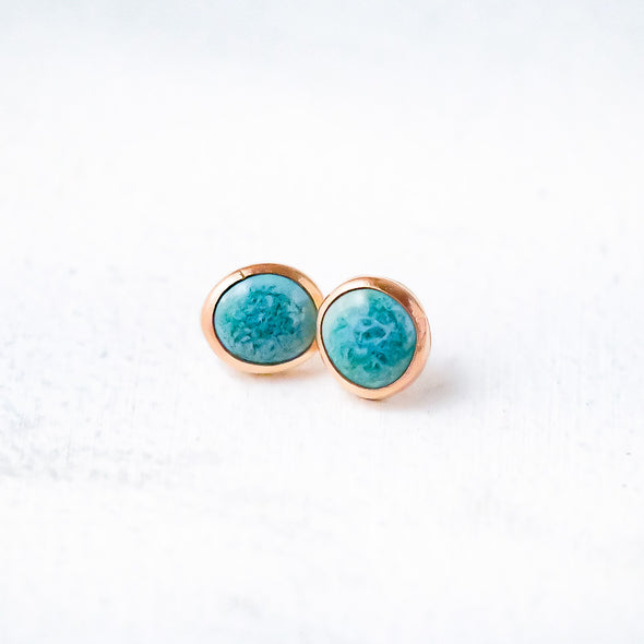 Turquoise Glazed Porcelain Stud Earrings