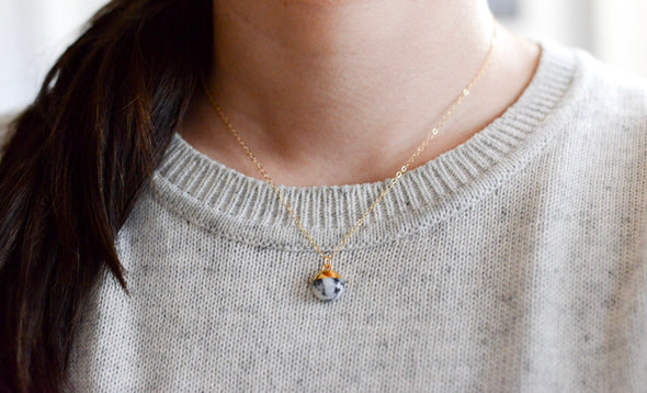 Marble Dipped Large Buoy Charm Necklace