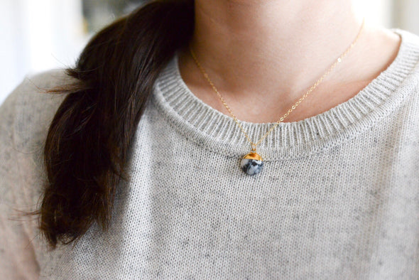 Marble Dipped Large Buoy Charm Necklace