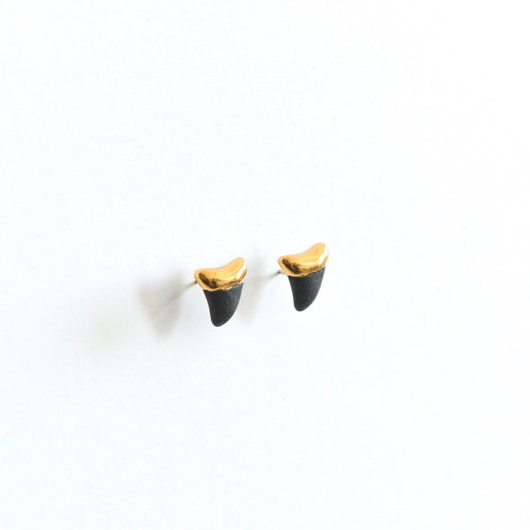 Sharktooth Earrings - Black Studs