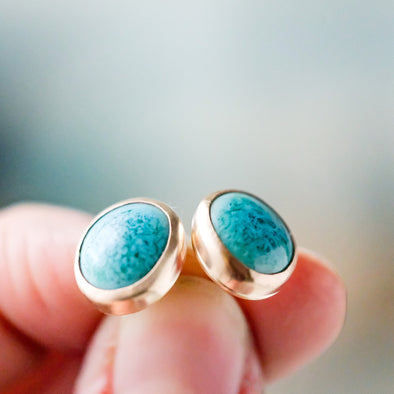 Turquoise Glazed Porcelain Stud Earrings